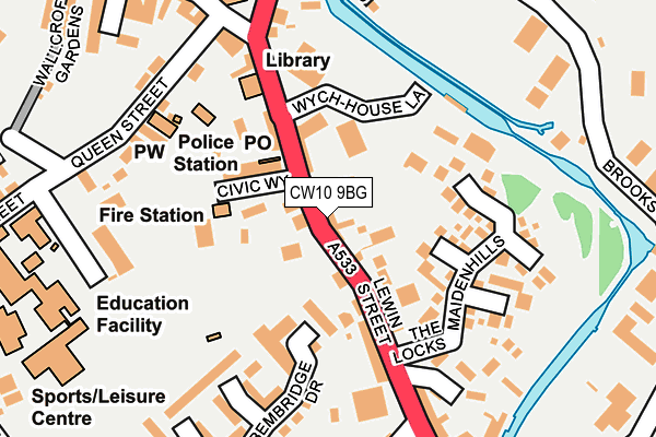 Map of MIDDLEWICH D.I.Y. CENTRE LTD at local scale