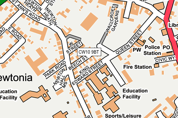 CW10 9BT map - OS OpenMap – Local (Ordnance Survey)