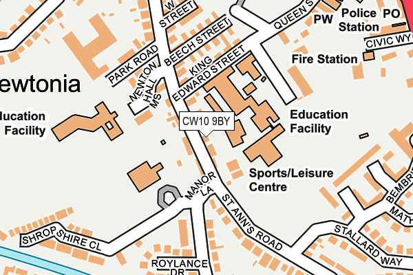 CW10 9BY map - OS OpenMap – Local (Ordnance Survey)