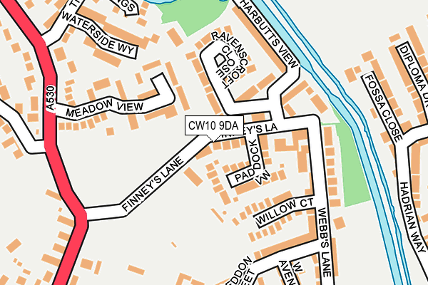 CW10 9DA map - OS OpenMap – Local (Ordnance Survey)