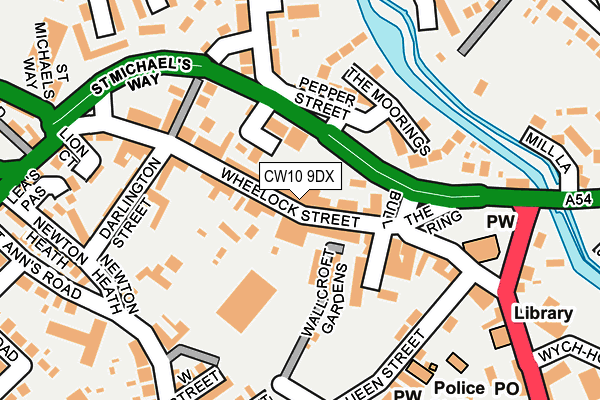 CW10 9DX map - OS OpenMap – Local (Ordnance Survey)