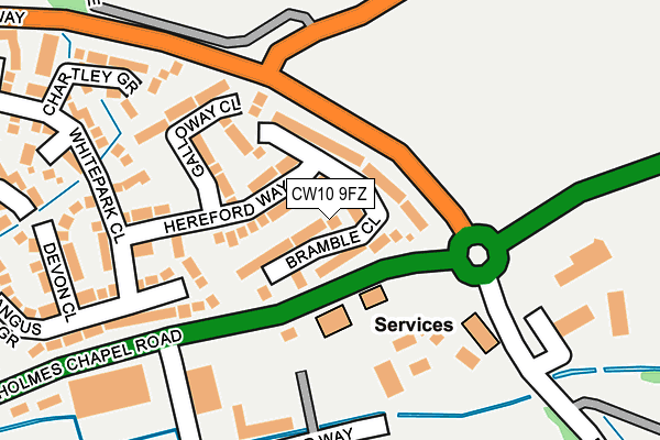 CW10 9FZ map - OS OpenMap – Local (Ordnance Survey)