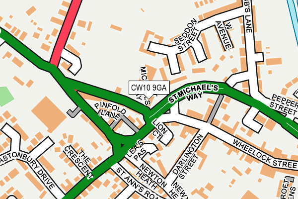 CW10 9GA map - OS OpenMap – Local (Ordnance Survey)