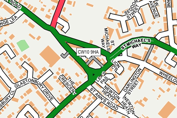 CW10 9HA map - OS OpenMap – Local (Ordnance Survey)