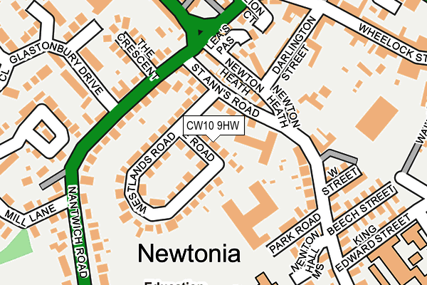 CW10 9HW map - OS OpenMap – Local (Ordnance Survey)