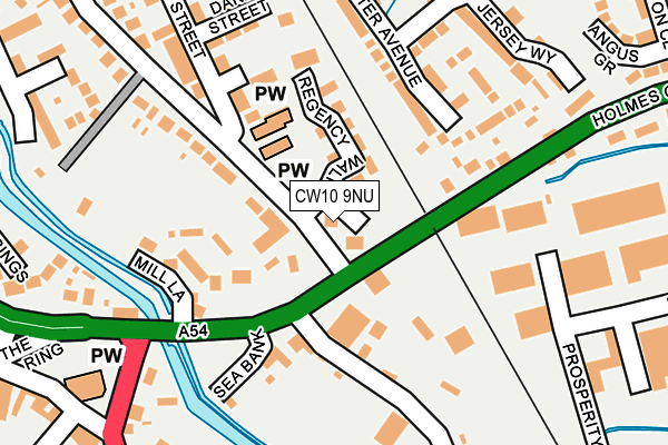 CW10 9NU map - OS OpenMap – Local (Ordnance Survey)