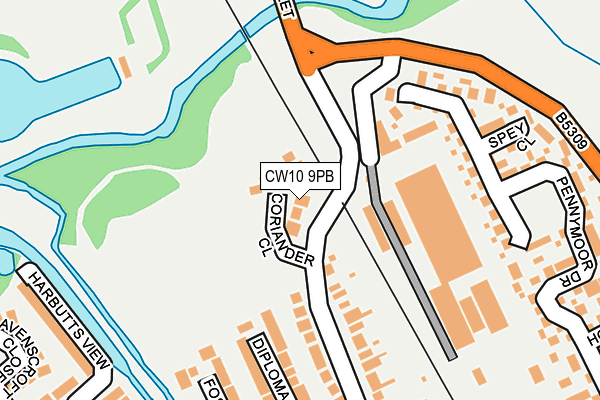 CW10 9PB map - OS OpenMap – Local (Ordnance Survey)