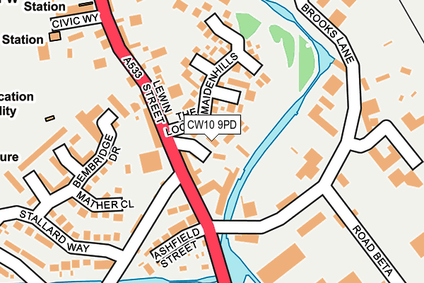 CW10 9PD map - OS OpenMap – Local (Ordnance Survey)