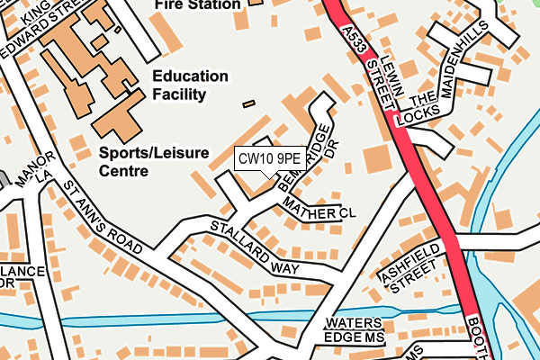 CW10 9PE map - OS OpenMap – Local (Ordnance Survey)