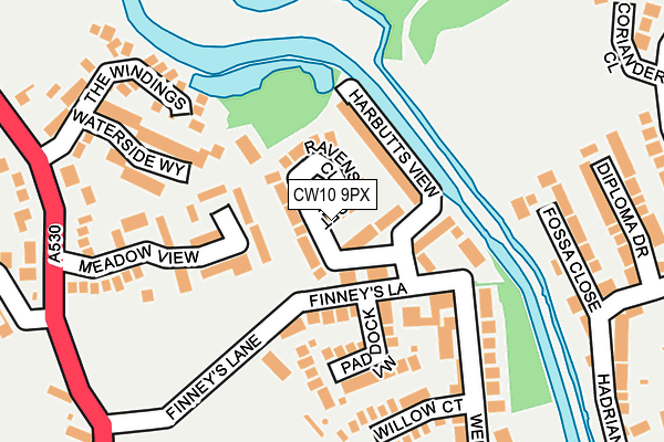 CW10 9PX map - OS OpenMap – Local (Ordnance Survey)