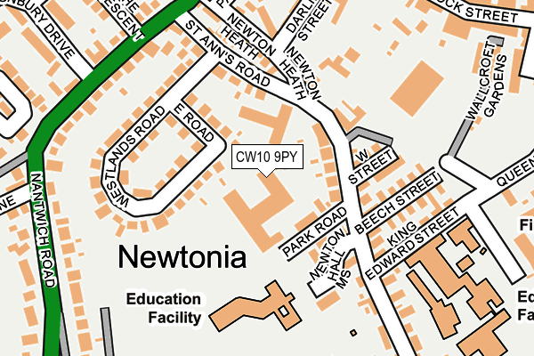 CW10 9PY map - OS OpenMap – Local (Ordnance Survey)