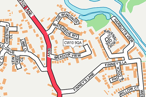 CW10 9QA map - OS OpenMap – Local (Ordnance Survey)