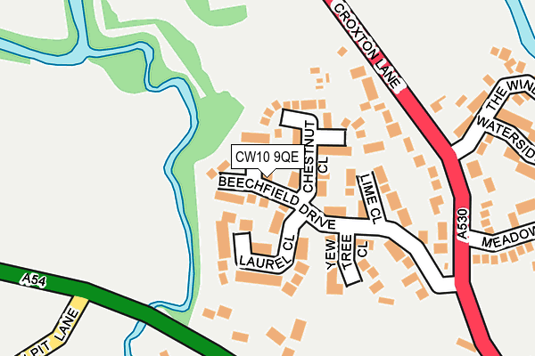 CW10 9QE map - OS OpenMap – Local (Ordnance Survey)