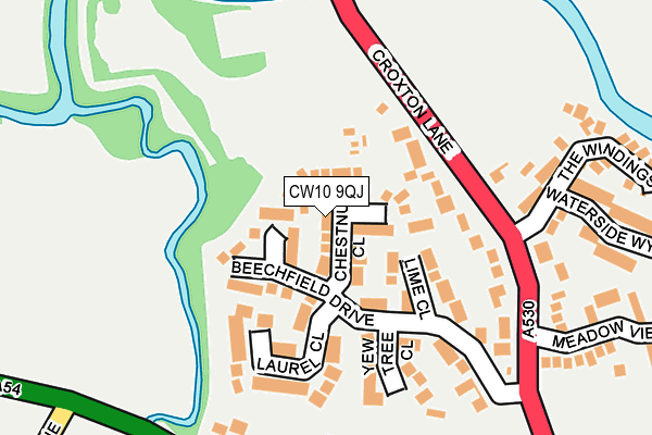 CW10 9QJ map - OS OpenMap – Local (Ordnance Survey)