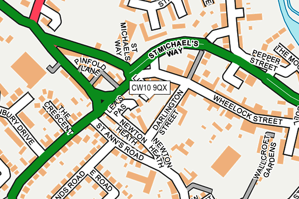 CW10 9QX map - OS OpenMap – Local (Ordnance Survey)
