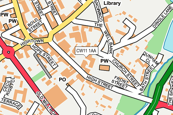 CW11 1AA map - OS OpenMap – Local (Ordnance Survey)