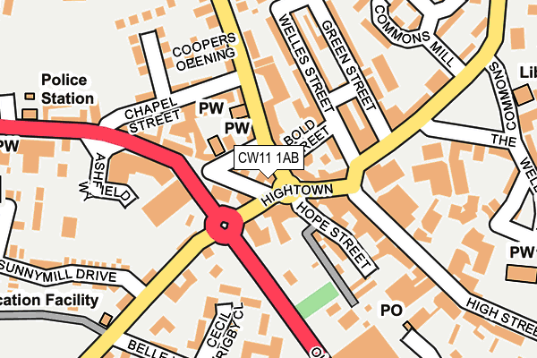 CW11 1AB map - OS OpenMap – Local (Ordnance Survey)