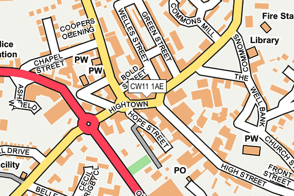 CW11 1AE map - OS OpenMap – Local (Ordnance Survey)