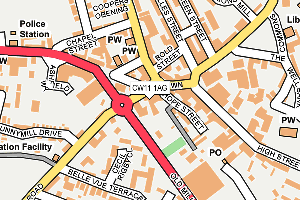 CW11 1AG map - OS OpenMap – Local (Ordnance Survey)