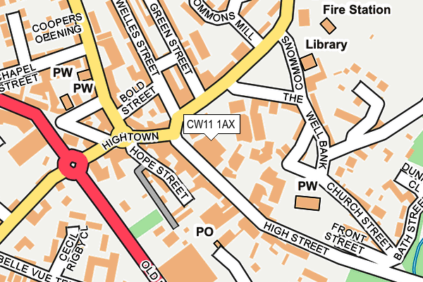 CW11 1AX map - OS OpenMap – Local (Ordnance Survey)