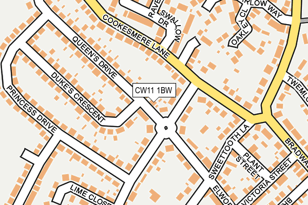 CW11 1BW map - OS OpenMap – Local (Ordnance Survey)