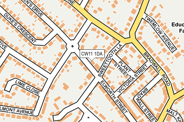 CW11 1DA map - OS OpenMap – Local (Ordnance Survey)