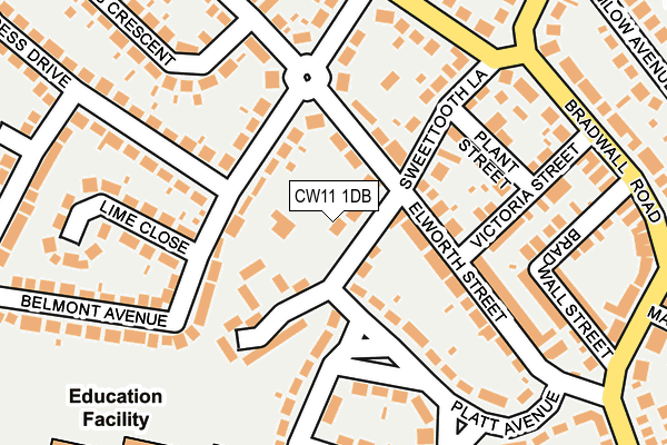 CW11 1DB map - OS OpenMap – Local (Ordnance Survey)