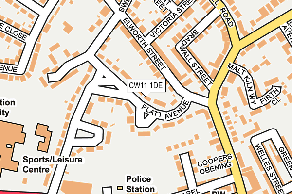 CW11 1DE map - OS OpenMap – Local (Ordnance Survey)