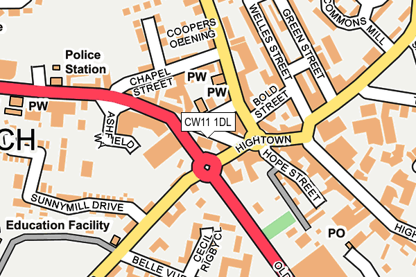 CW11 1DL map - OS OpenMap – Local (Ordnance Survey)