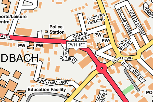 CW11 1EQ map - OS OpenMap – Local (Ordnance Survey)