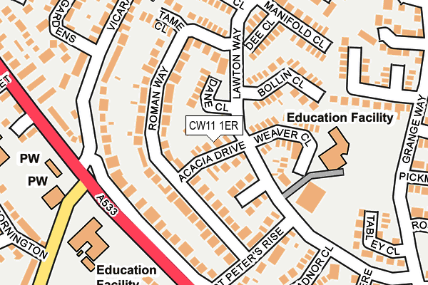 CW11 1ER map - OS OpenMap – Local (Ordnance Survey)