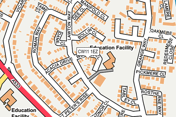 CW11 1EZ map - OS OpenMap – Local (Ordnance Survey)