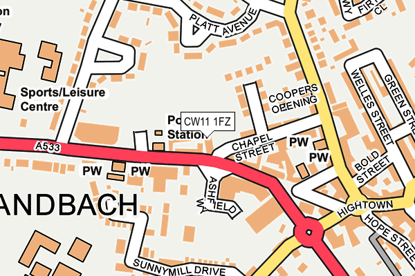 CW11 1FZ map - OS OpenMap – Local (Ordnance Survey)