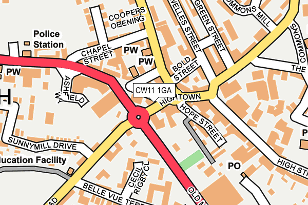 CW11 1GA map - OS OpenMap – Local (Ordnance Survey)