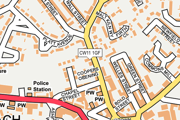 CW11 1GF map - OS OpenMap – Local (Ordnance Survey)