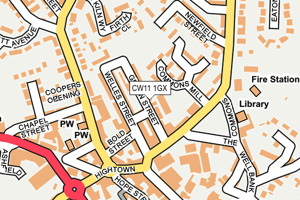 CW11 1GX map - OS OpenMap – Local (Ordnance Survey)