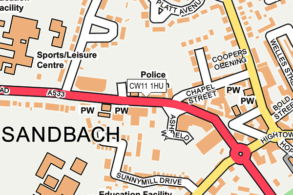 CW11 1HU map - OS OpenMap – Local (Ordnance Survey)