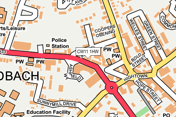 CW11 1HW map - OS OpenMap – Local (Ordnance Survey)