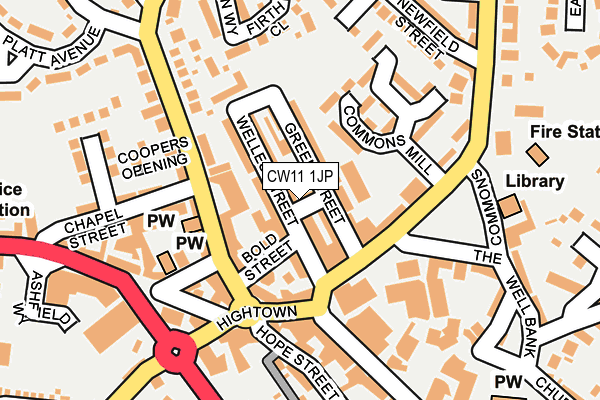 CW11 1JP map - OS OpenMap – Local (Ordnance Survey)