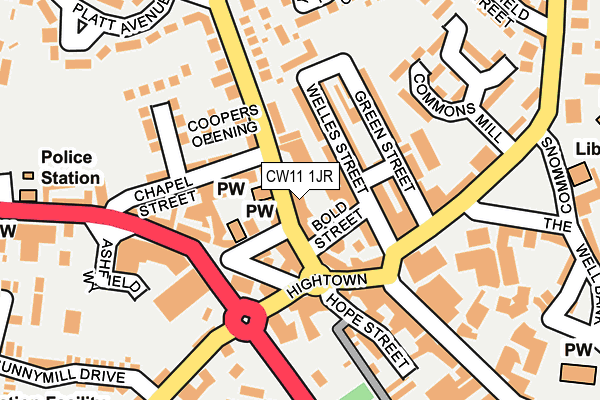 CW11 1JR map - OS OpenMap – Local (Ordnance Survey)