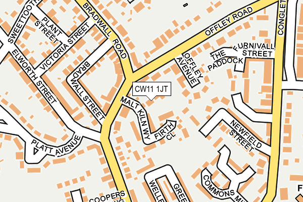 CW11 1JT map - OS OpenMap – Local (Ordnance Survey)