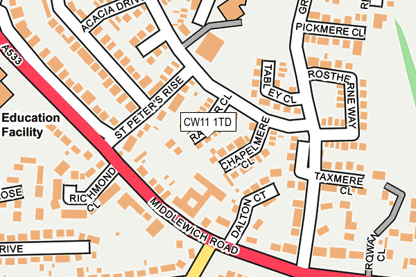 CW11 1TD map - OS OpenMap – Local (Ordnance Survey)