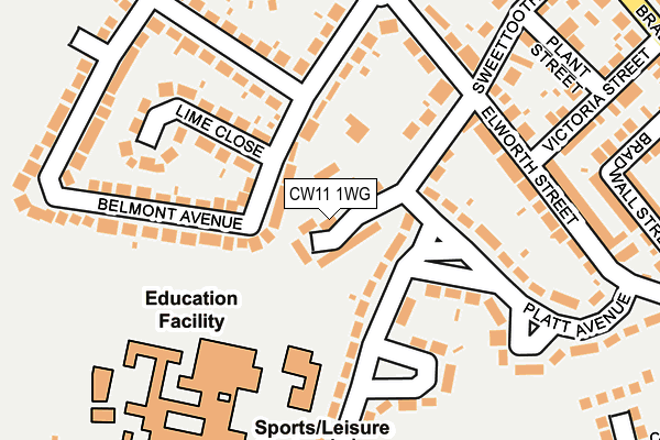 CW11 1WG map - OS OpenMap – Local (Ordnance Survey)