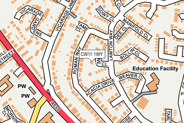 CW11 1WY map - OS OpenMap – Local (Ordnance Survey)