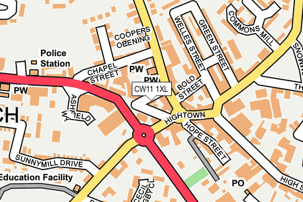 CW11 1XL map - OS OpenMap – Local (Ordnance Survey)