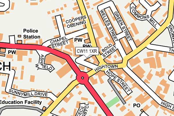 CW11 1XR map - OS OpenMap – Local (Ordnance Survey)