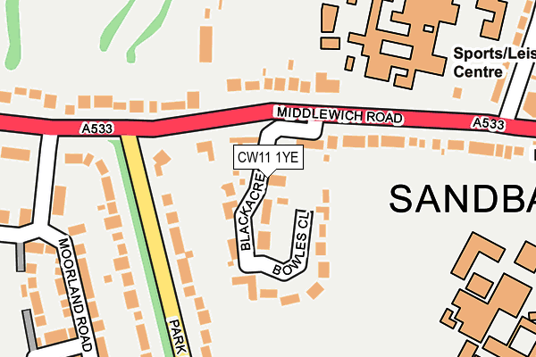 CW11 1YE map - OS OpenMap – Local (Ordnance Survey)