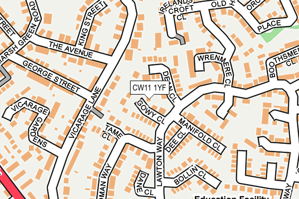 CW11 1YF map - OS OpenMap – Local (Ordnance Survey)