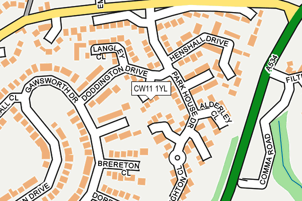 CW11 1YL map - OS OpenMap – Local (Ordnance Survey)