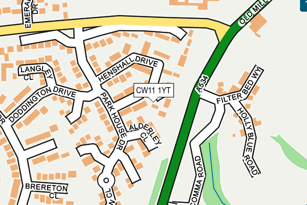 CW11 1YT map - OS OpenMap – Local (Ordnance Survey)